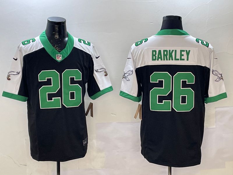 Men 2025 Philadelphia Eagles 26 Barkley Black three generations Nike Limited NFL Jersey style 5